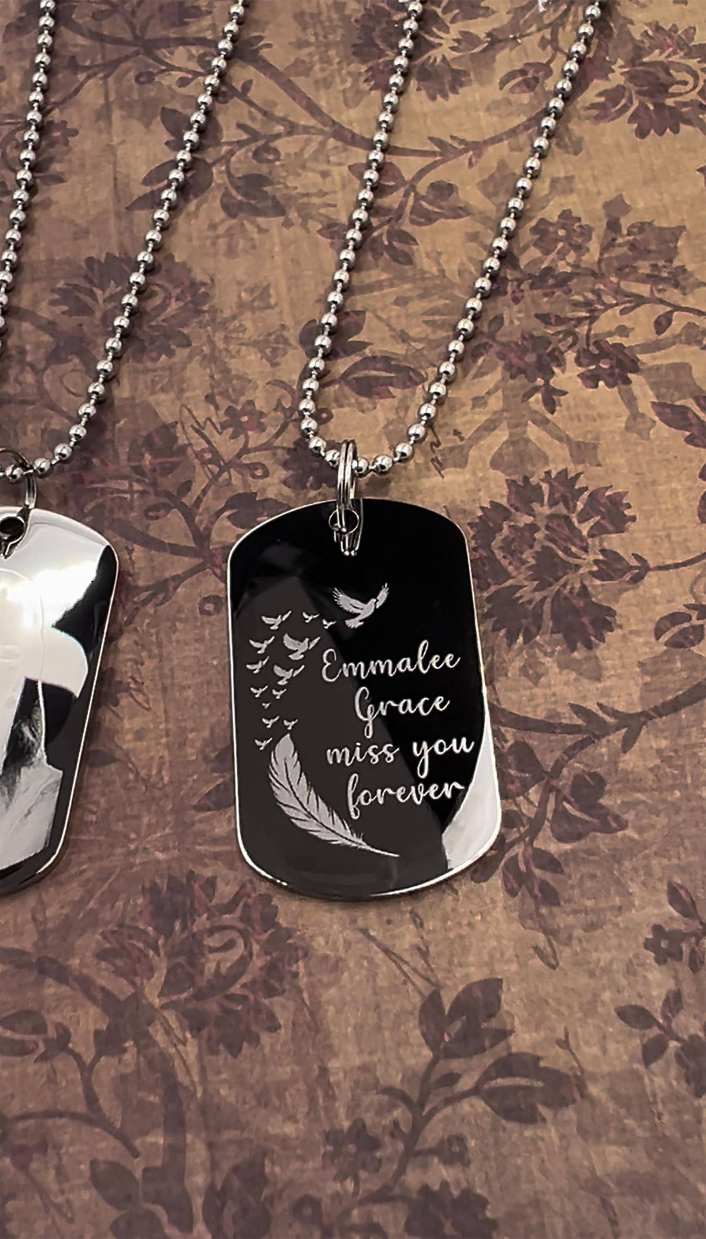 In memory gift, engraved dog tag