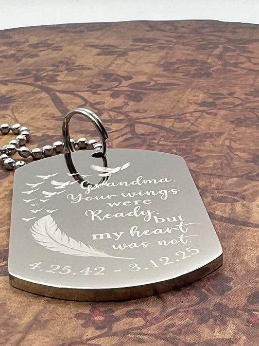 Always an Angel Keychain with Fingerprint – Memorial Gift with Custom Message Engraving