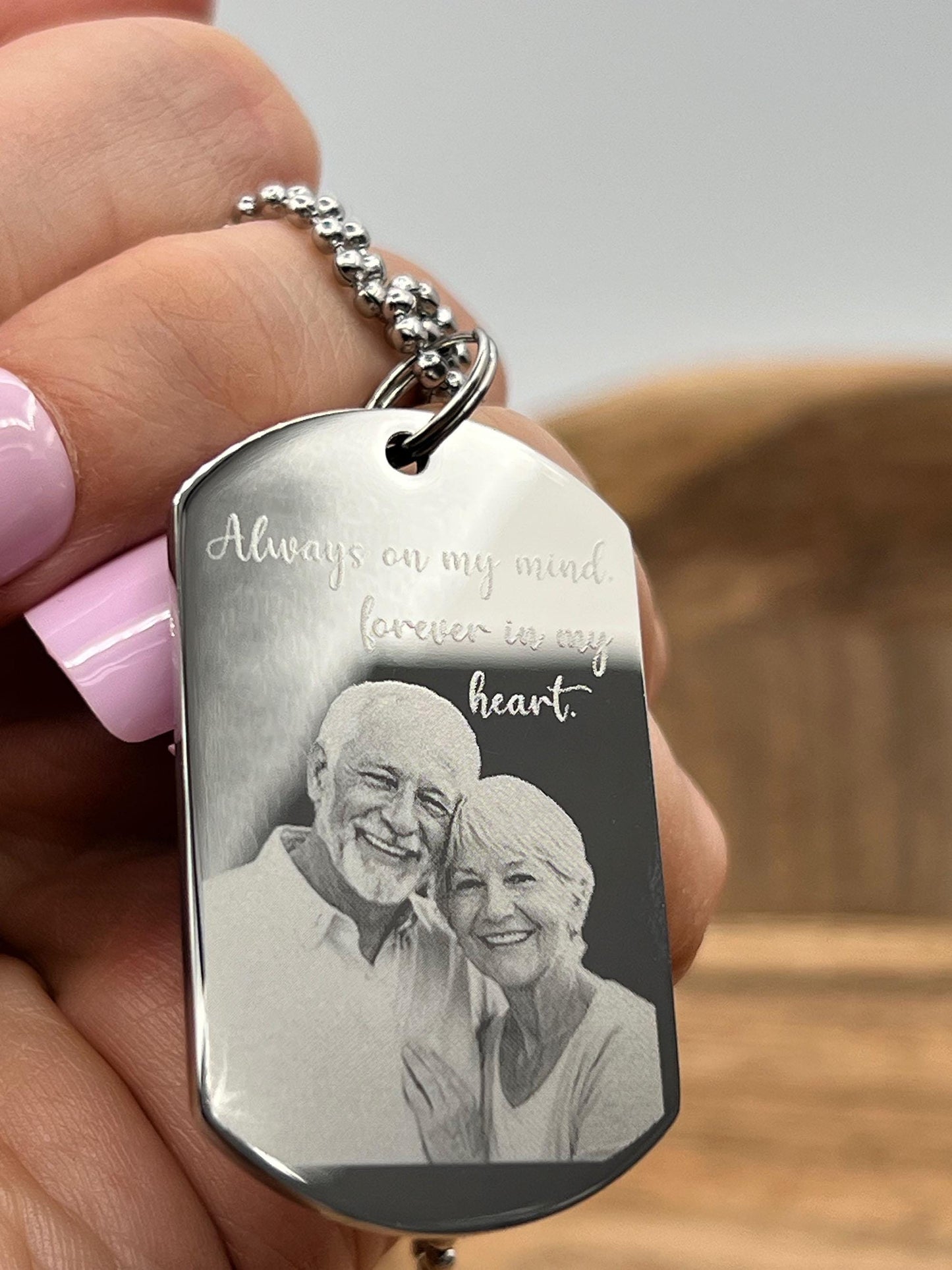 Personalized Memorial Photo Necklace, Custom Sympathy Remembrance Jewelry, Engraved Photo Dog Tag, funeral gift