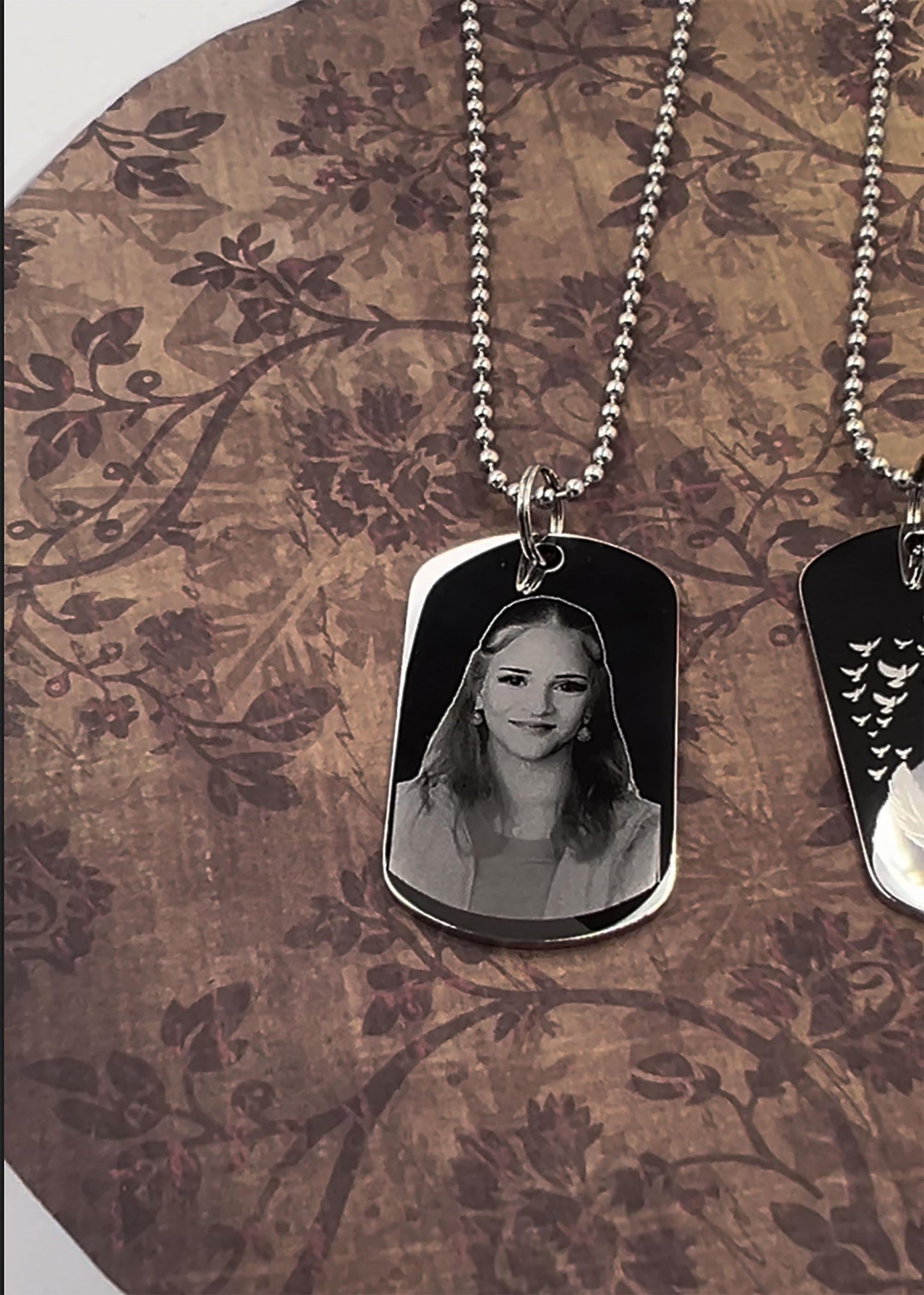 In memory gift, engraved dog tag