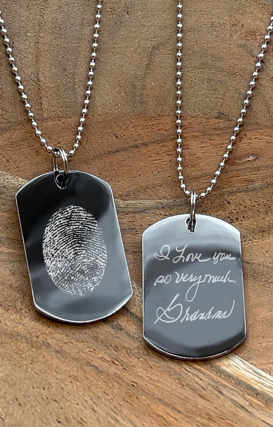 Loved one's Fingerprint & Handwriting Necklace – Unique Personalized Gift for Funeral