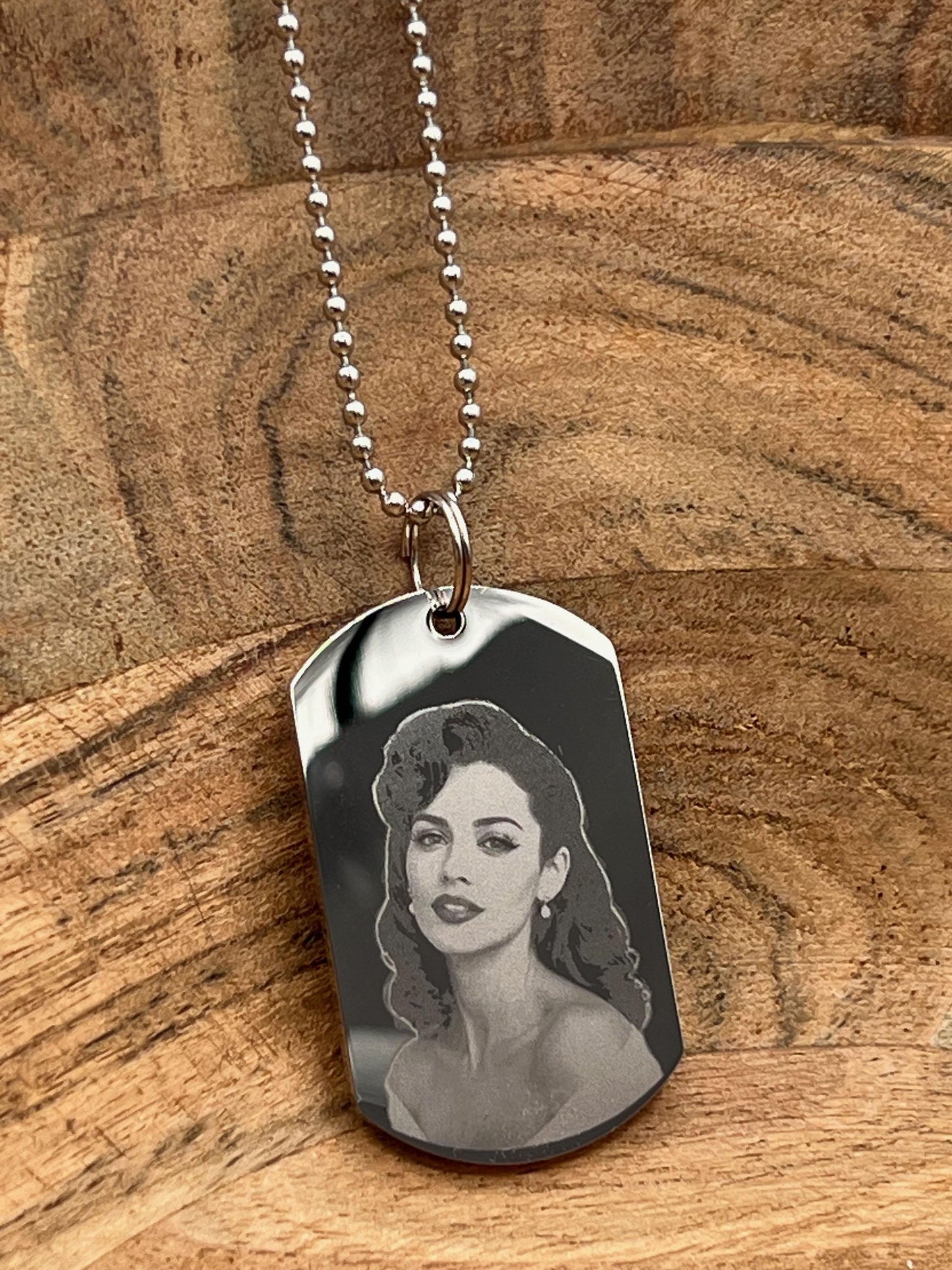 Personalized Memorial Photo Necklace, Custom Sympathy Remembrance Jewelry, Engraved Photo Dog Tag, funeral gift