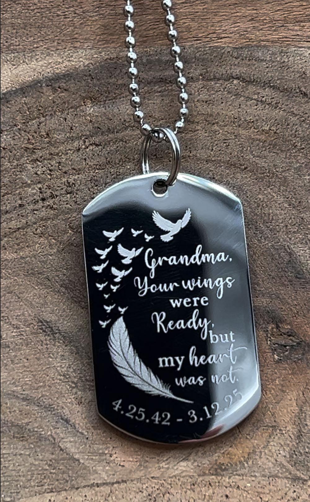 Personalized Memorial Photo Necklace, Custom Sympathy Remembrance Jewelry, Engraved Photo Dog Tag, funeral gift