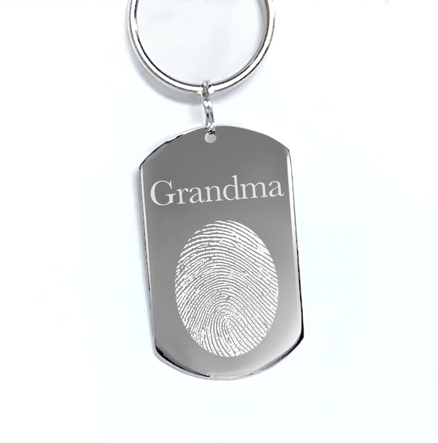Memorial gift keychain with custom fingerprint for loss of a loved one