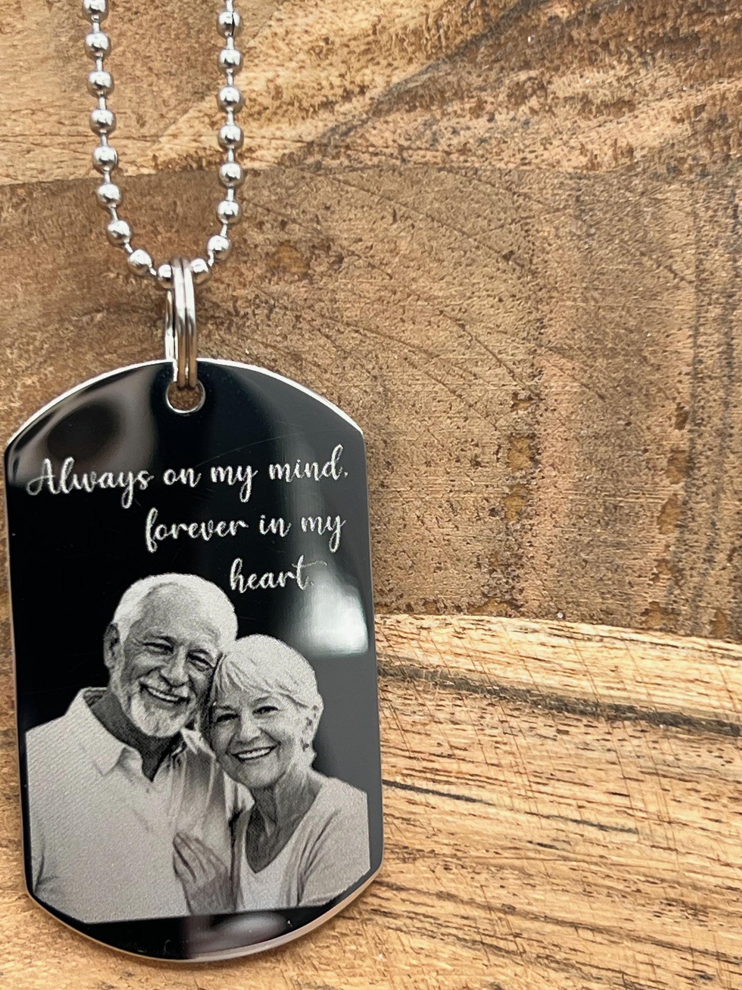 Personalized Memorial Photo Necklace, Custom Sympathy Remembrance Jewelry, Engraved Photo Dog Tag, funeral gift