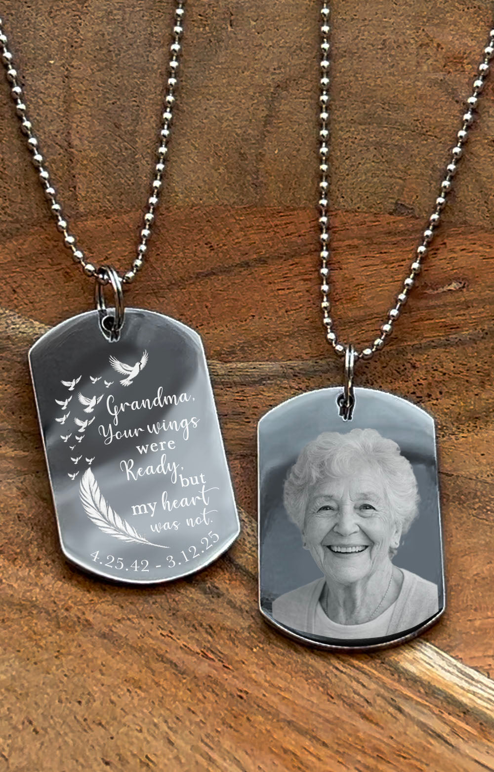 Memorial Picture Necklace, Custom Sympathy Remembrance Jewelry, Engraved Photo Dog Tag, funeral gift