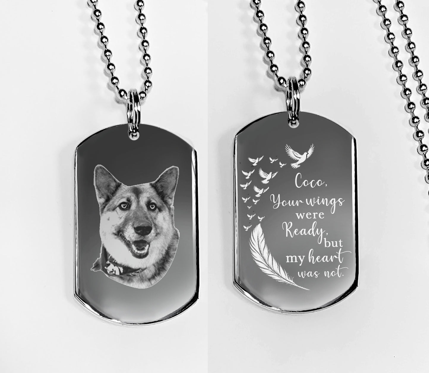 Personalized Memorial Photo Necklace, Custom Sympathy Remembrance Jewelry, Engraved Photo Dog Tag, funeral gift